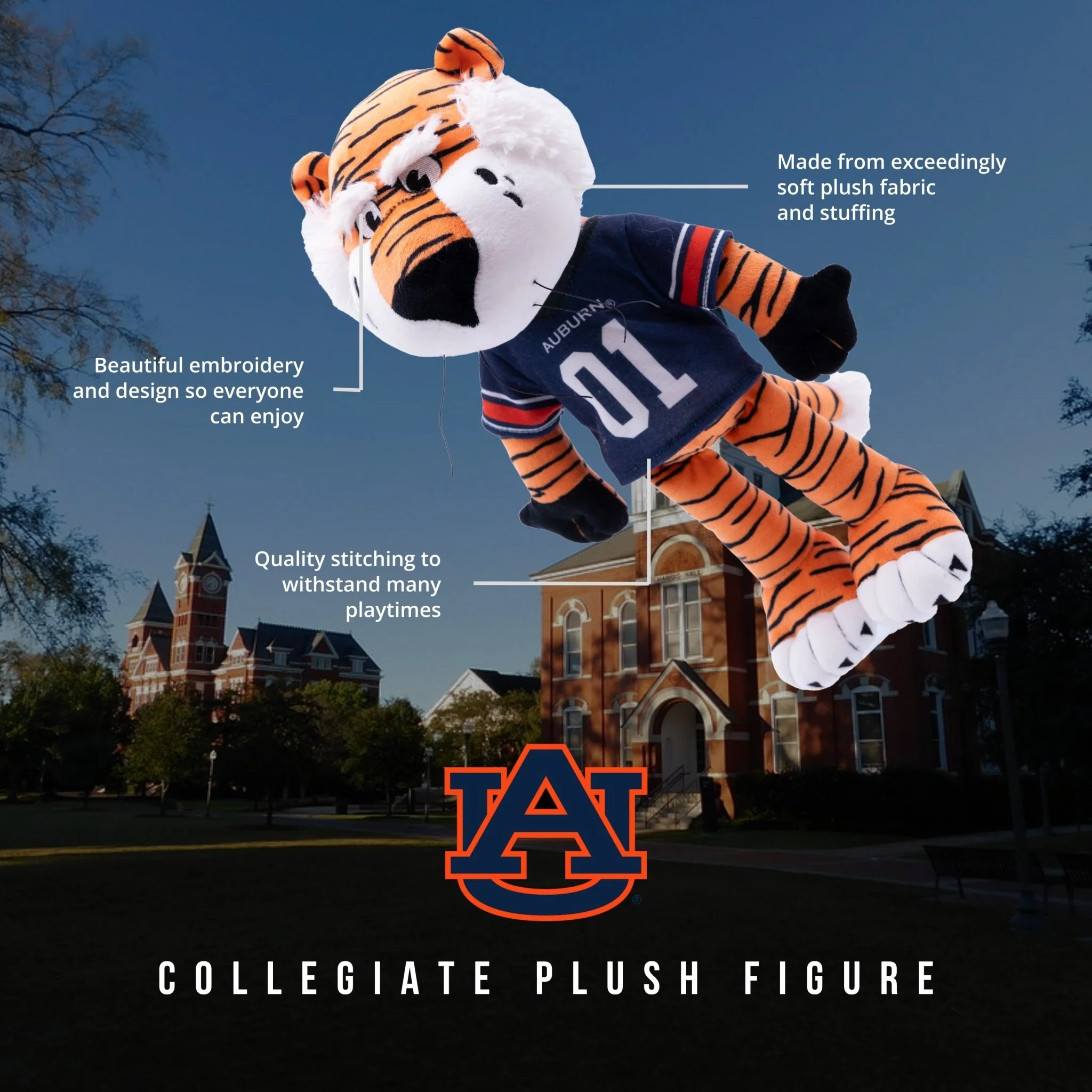 Auburn University Aubie the Tiger 14 Inch Plush Figure - Image 2