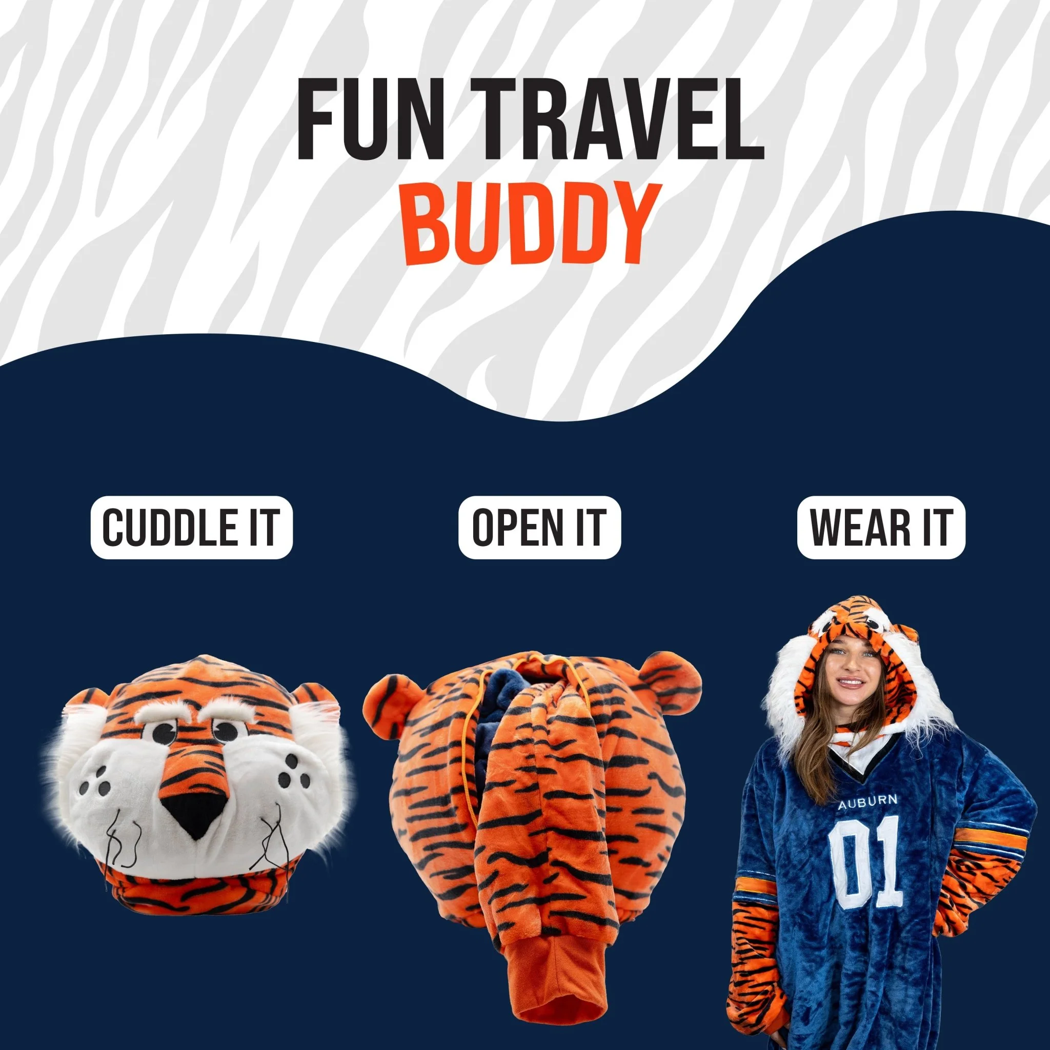 Auburn University Aubie the Tiger Snugible | Blanket Hoodie & Pillow - Image 6