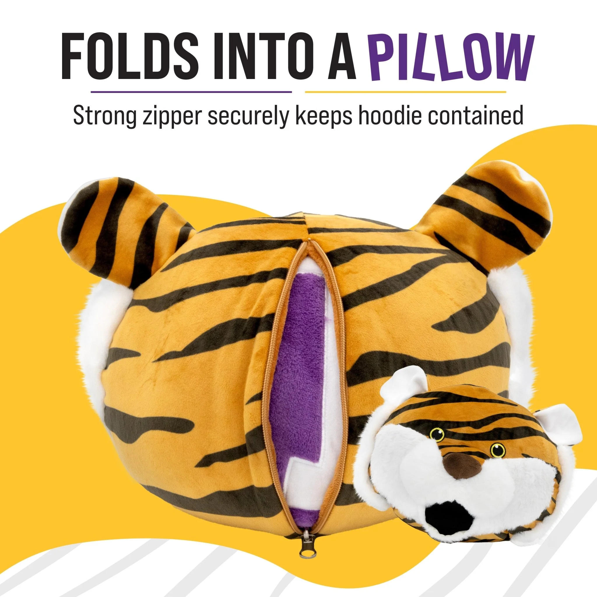 Louisiana State University (LSU) Mike the Tiger Snugible | Blanket Hoodie & Pillow - Image 3