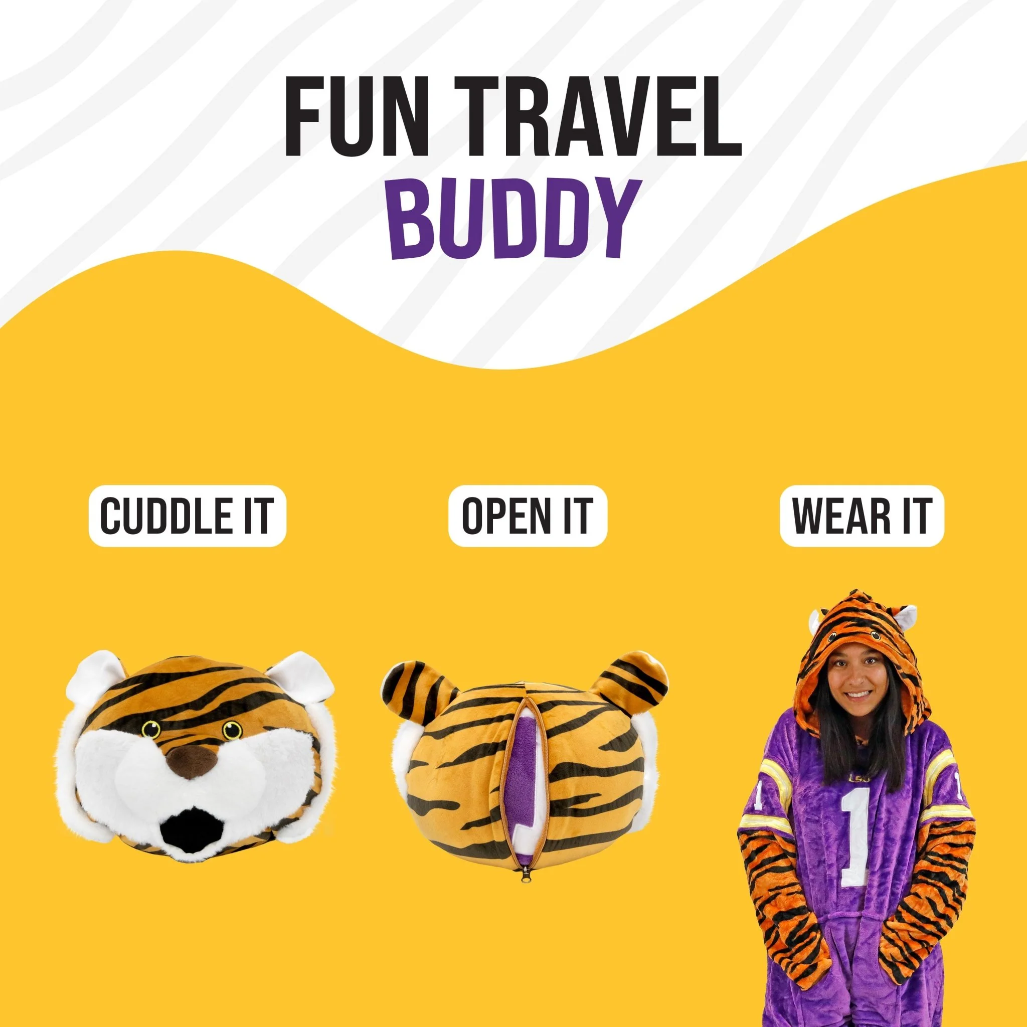 Louisiana State University (LSU) Mike the Tiger Snugible | Blanket Hoodie & Pillow - Image 6
