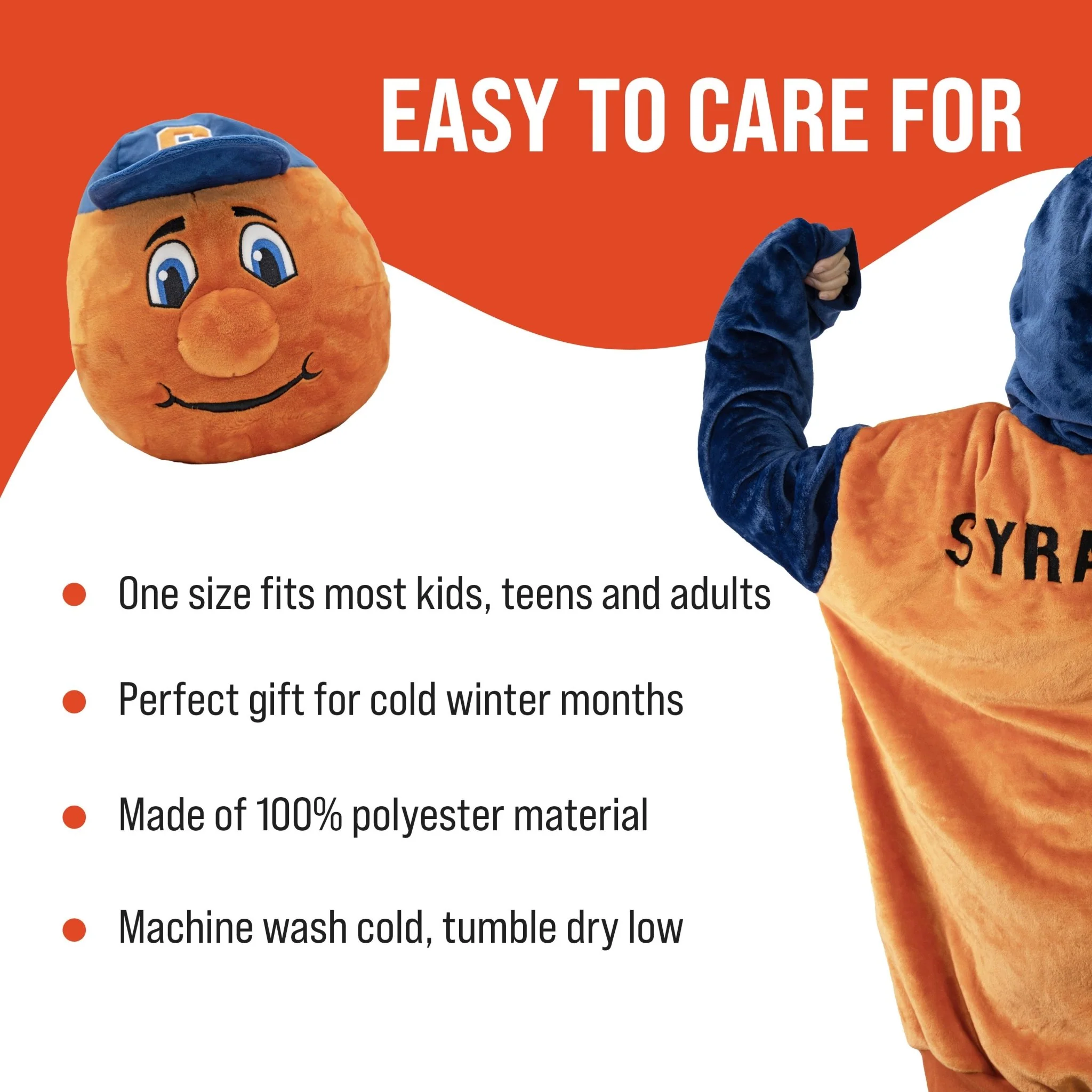 Syracuse University Otto the Orange Snugible | Blanket Hoodie & Pillow - Image 5