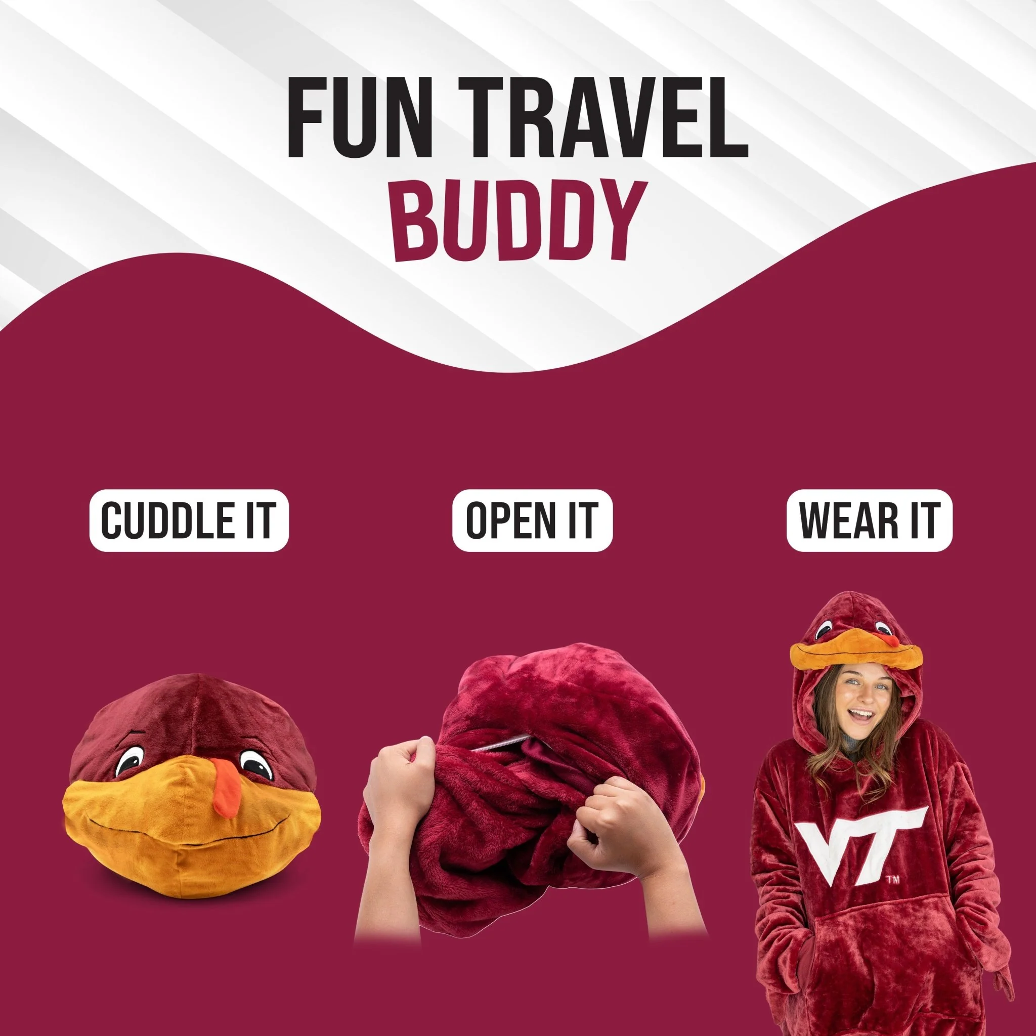 Virginia Tech University Hokie Snugible | Blanket Hoodie & Pillow - Image 6