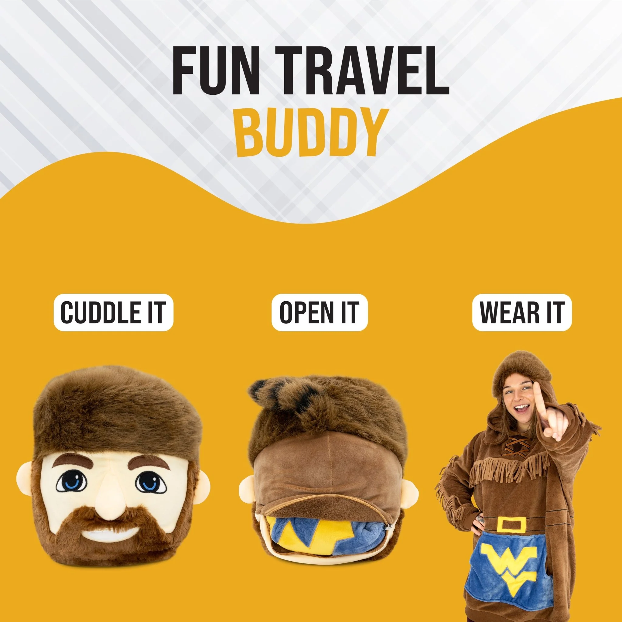 West Virginia University Mountaineer Snugible | Blanket Hoodie & Pillow - Image 6