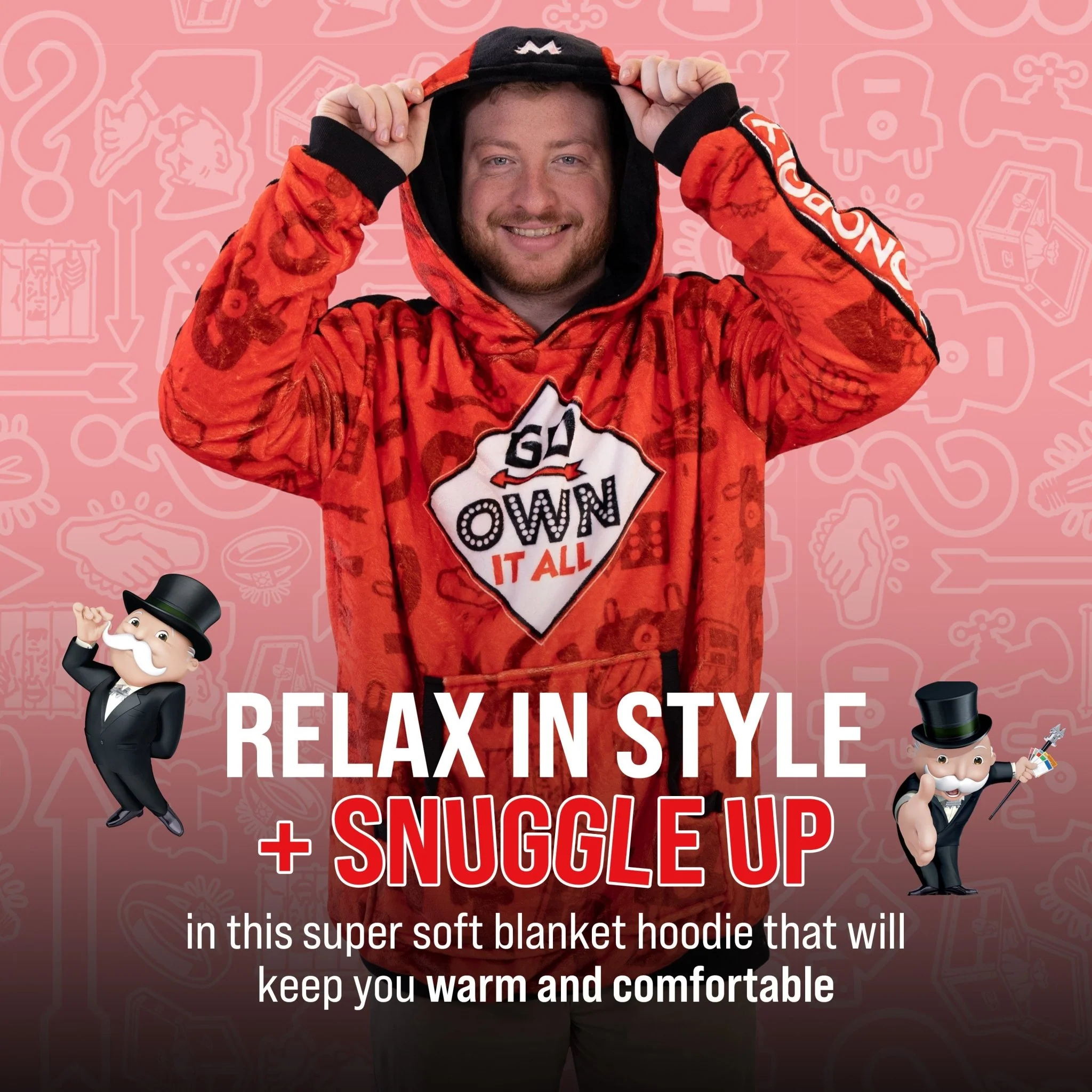 HASBRO Monopoly Go Own It All Snugible | Blanket Hoodie & Pillow - Image 4