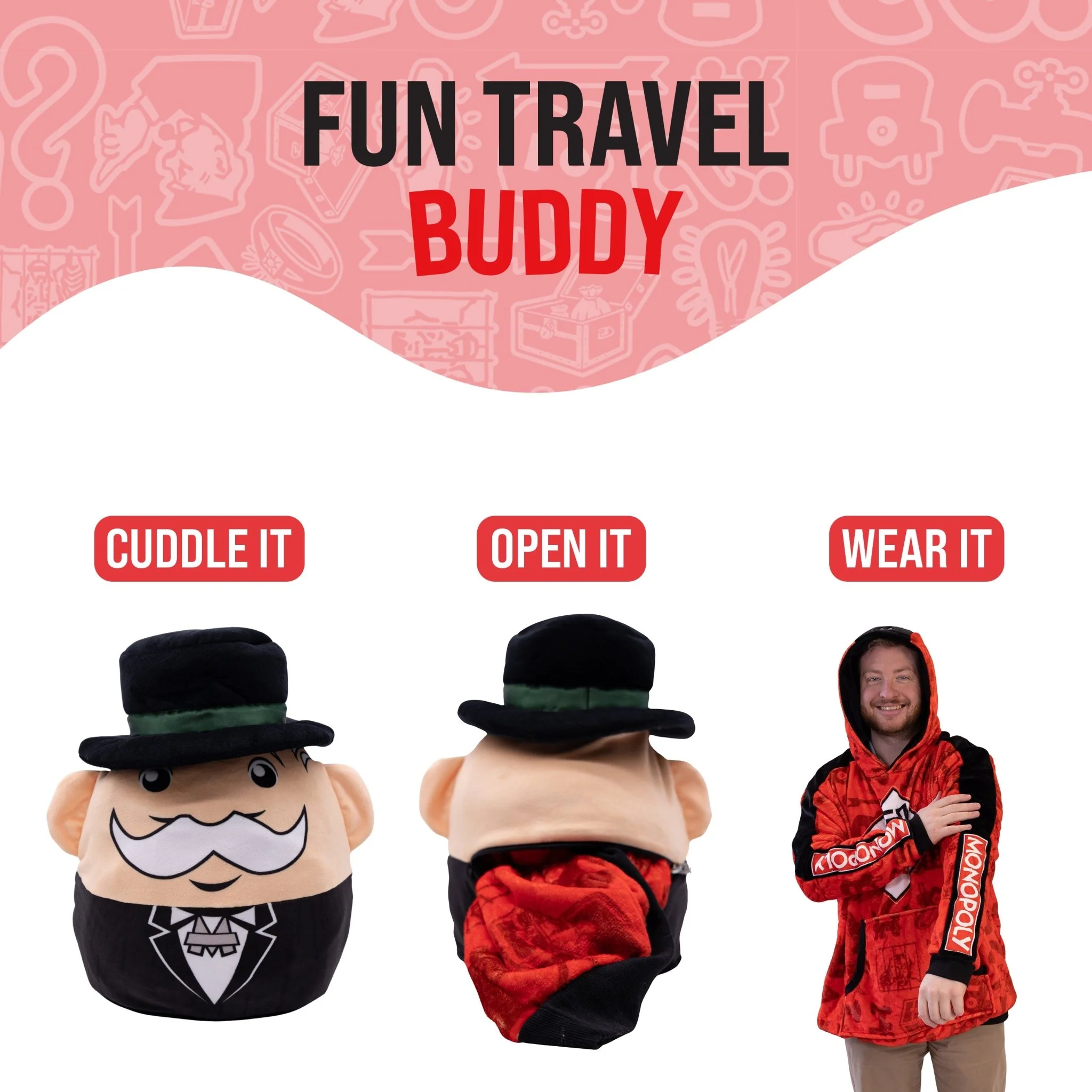 HASBRO Monopoly Go Own It All Snugible | Blanket Hoodie & Pillow - Image 6