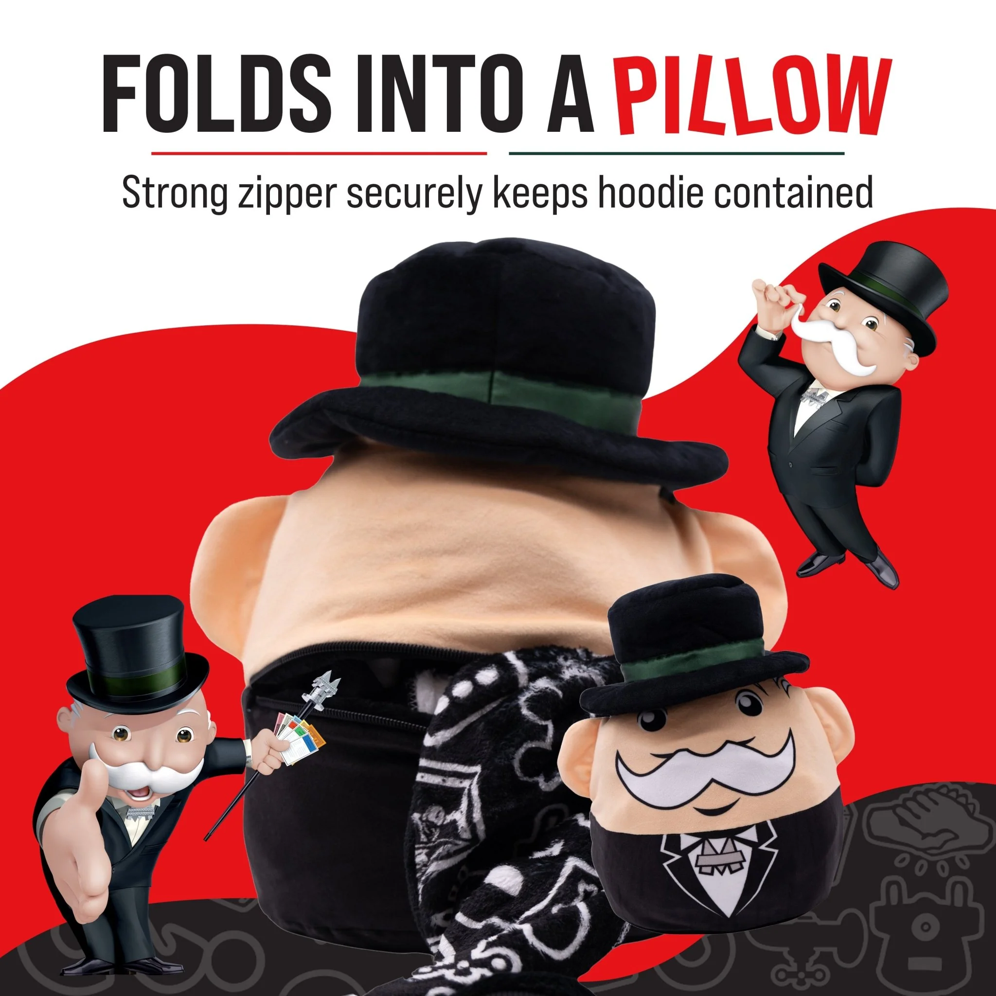 HASBRO Monopoly Rock & Roll Snugible  | Blanket Hoodie & Pillow - Image 3