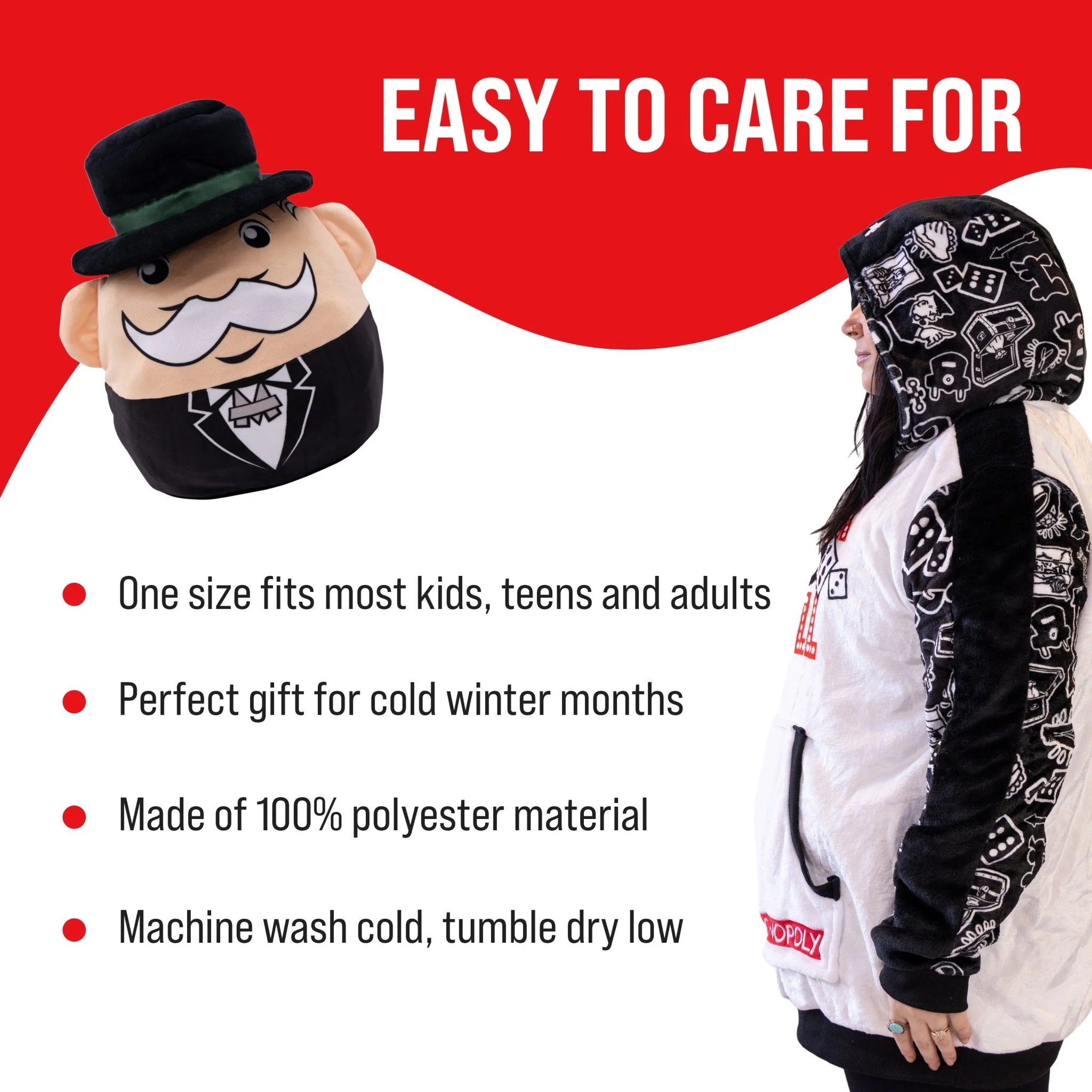 HASBRO Monopoly Rock & Roll Snugible  | Blanket Hoodie & Pillow - Image 5