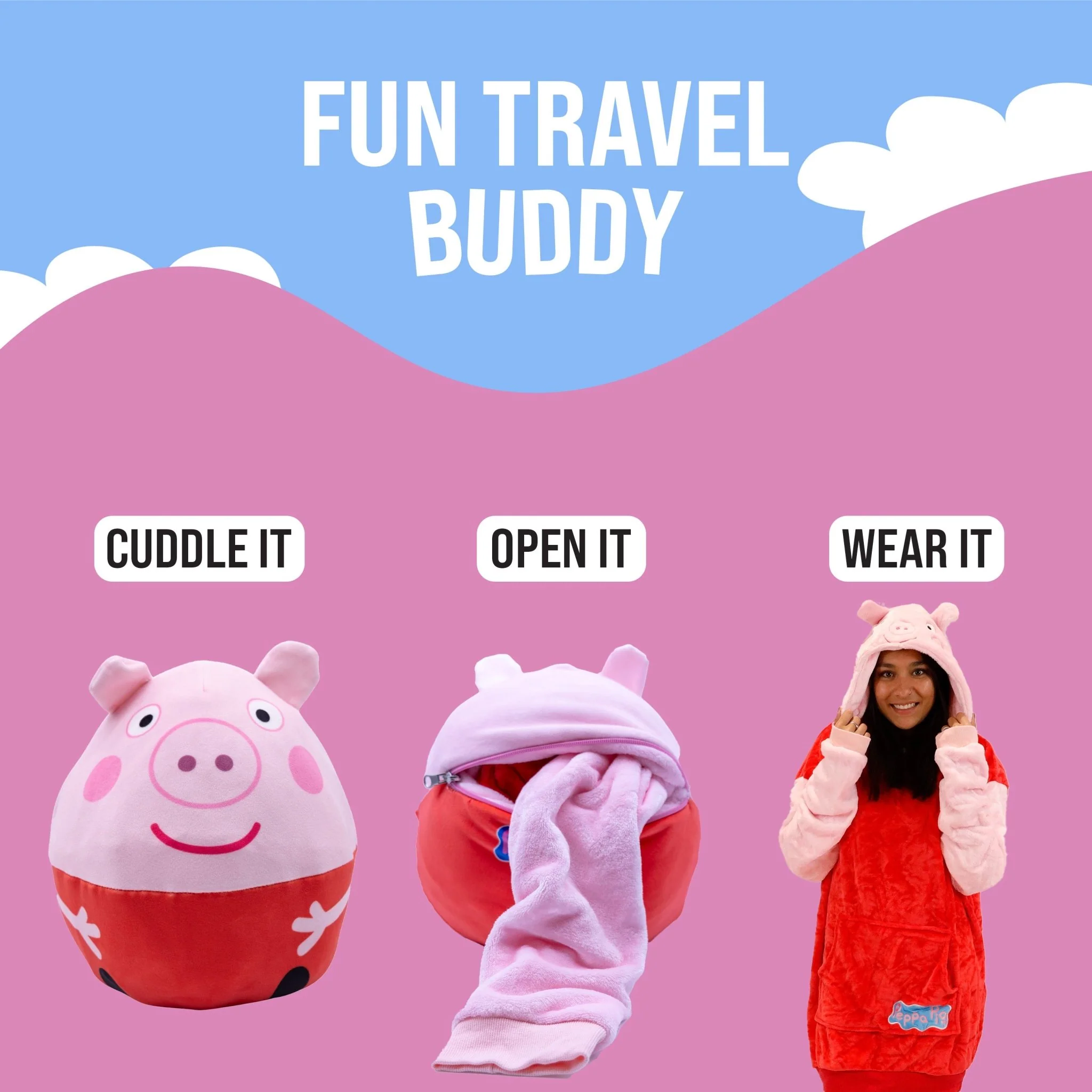 HASBRO Peppa Pig Adult Snugible | Blanket Hoodie & Pillow - Image 6