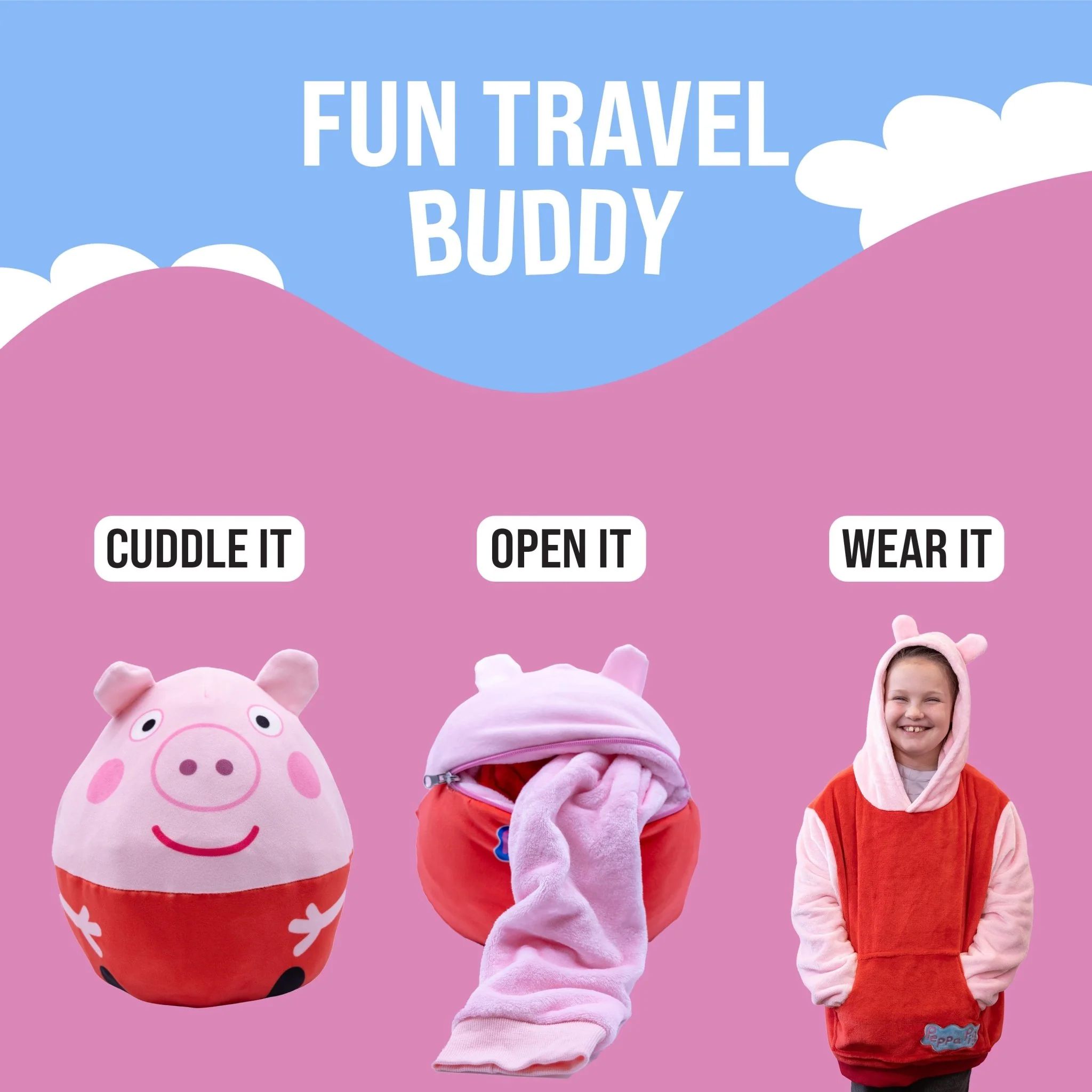 HASBRO Peppa Pig Child Snugible | Blanket Hoodie & Pillow - Image 6