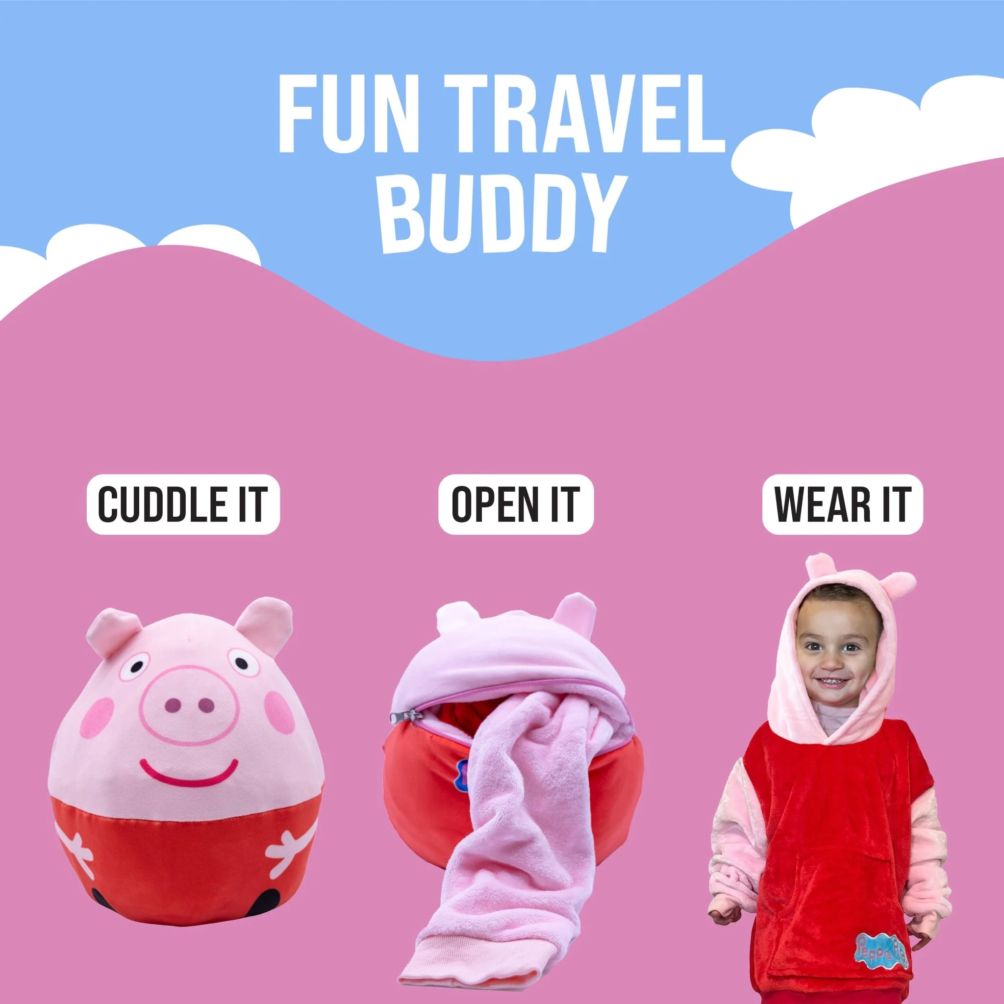 HASBRO Peppa Pig Toddler Snugible | Blanket Hoodie & Pillow - Image 6