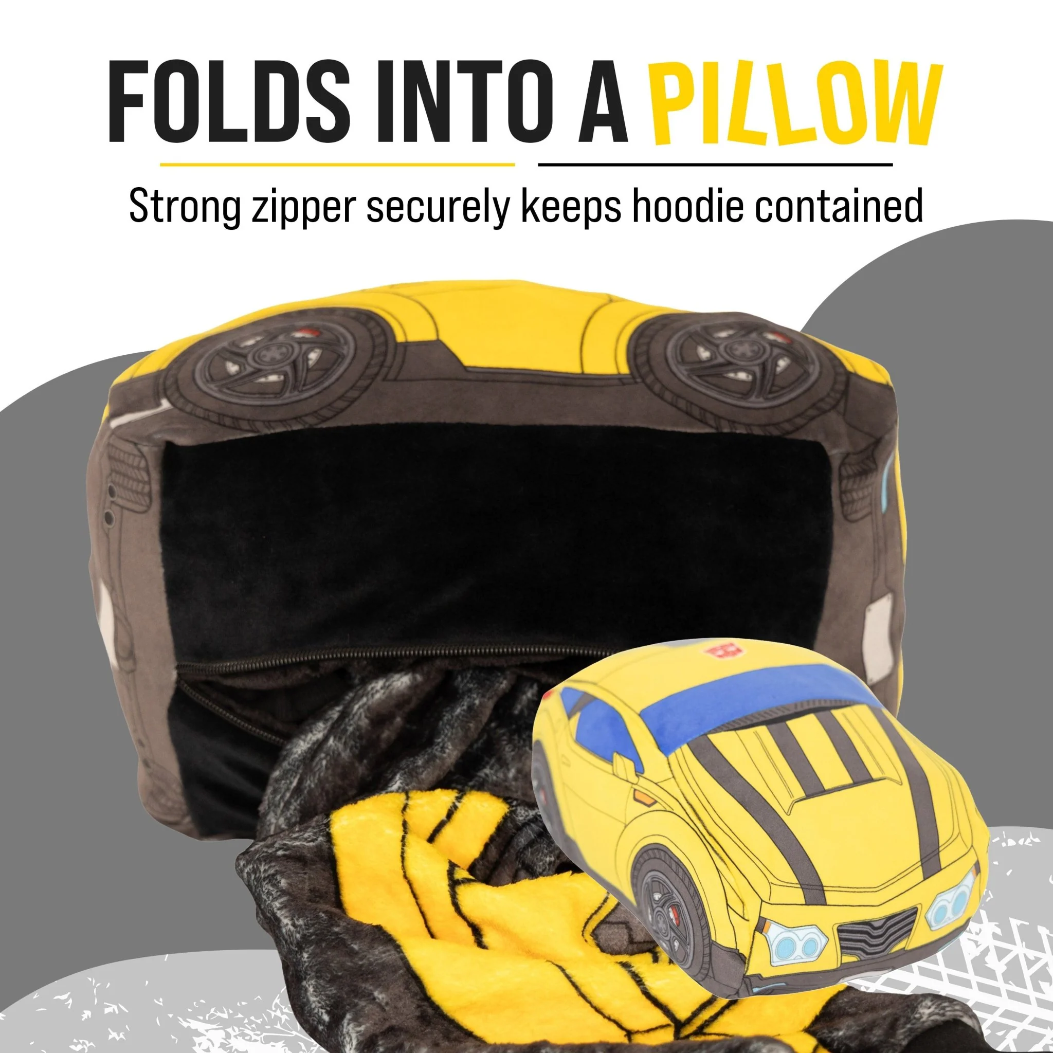 HASBRO Transformers Bumblebee Adult Snugible | Blanket Hoodie & Pillow - Image 3