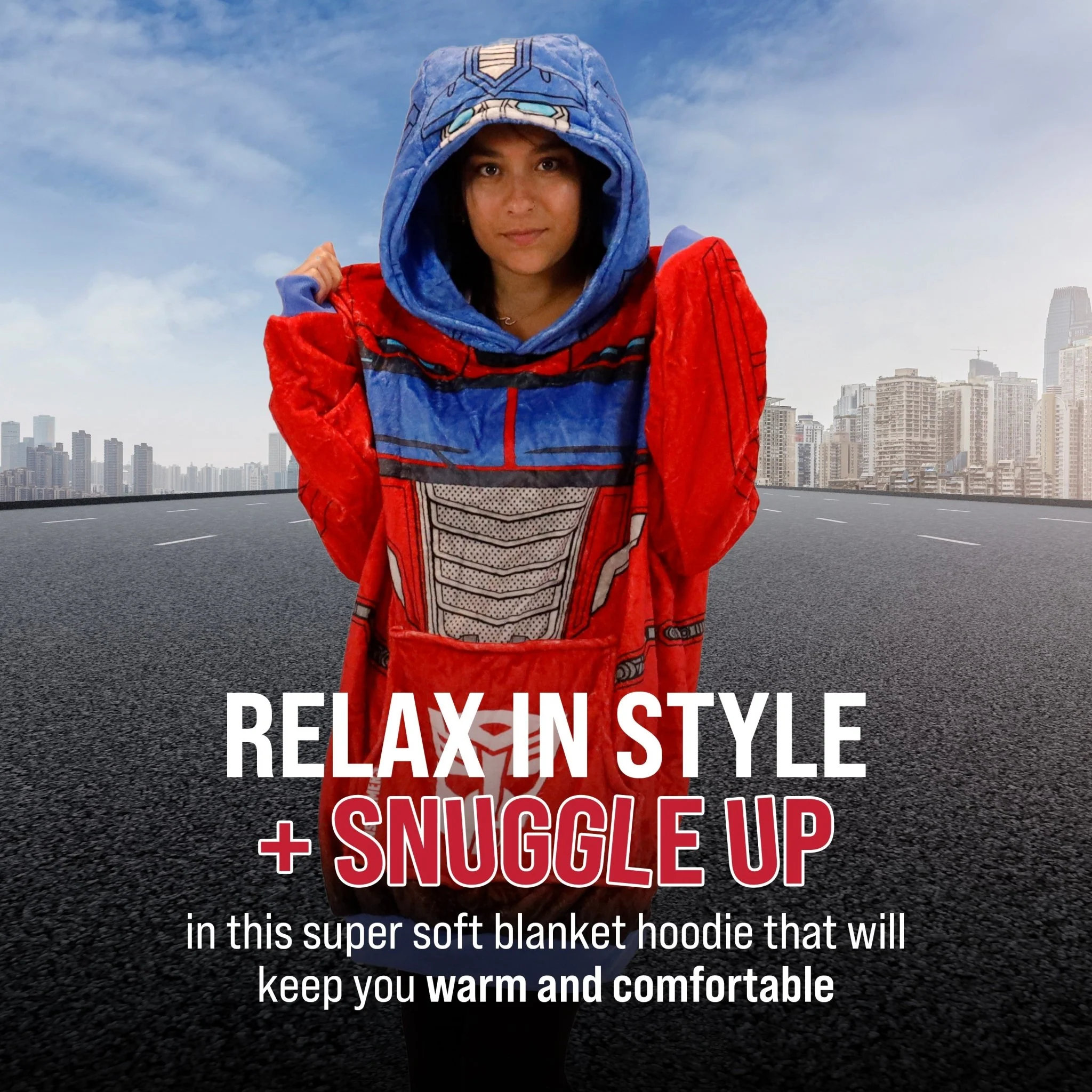 HASBRO Transformers Optimus Prime Adult Snugible | Blanket Hoodie & Pillow - Image 4