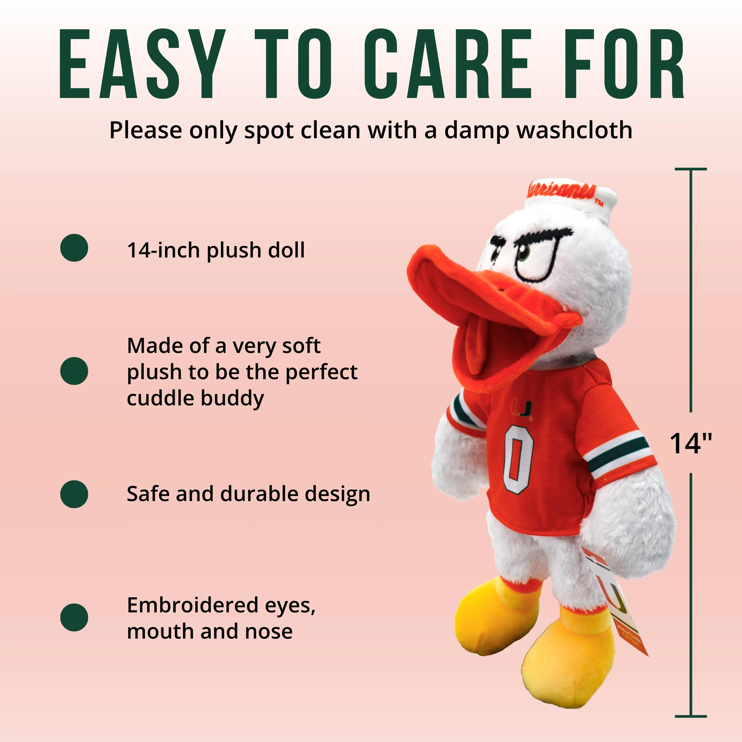 University of Miami Sebastian The Ibis 14 Inch Plush Figure - Image 4