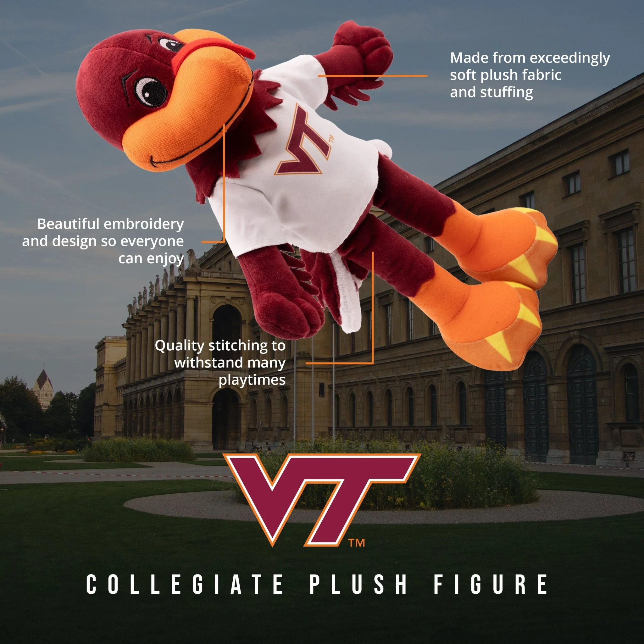 Virginia Tech Hokiebird 14 Inch Plush Figure - Image 2