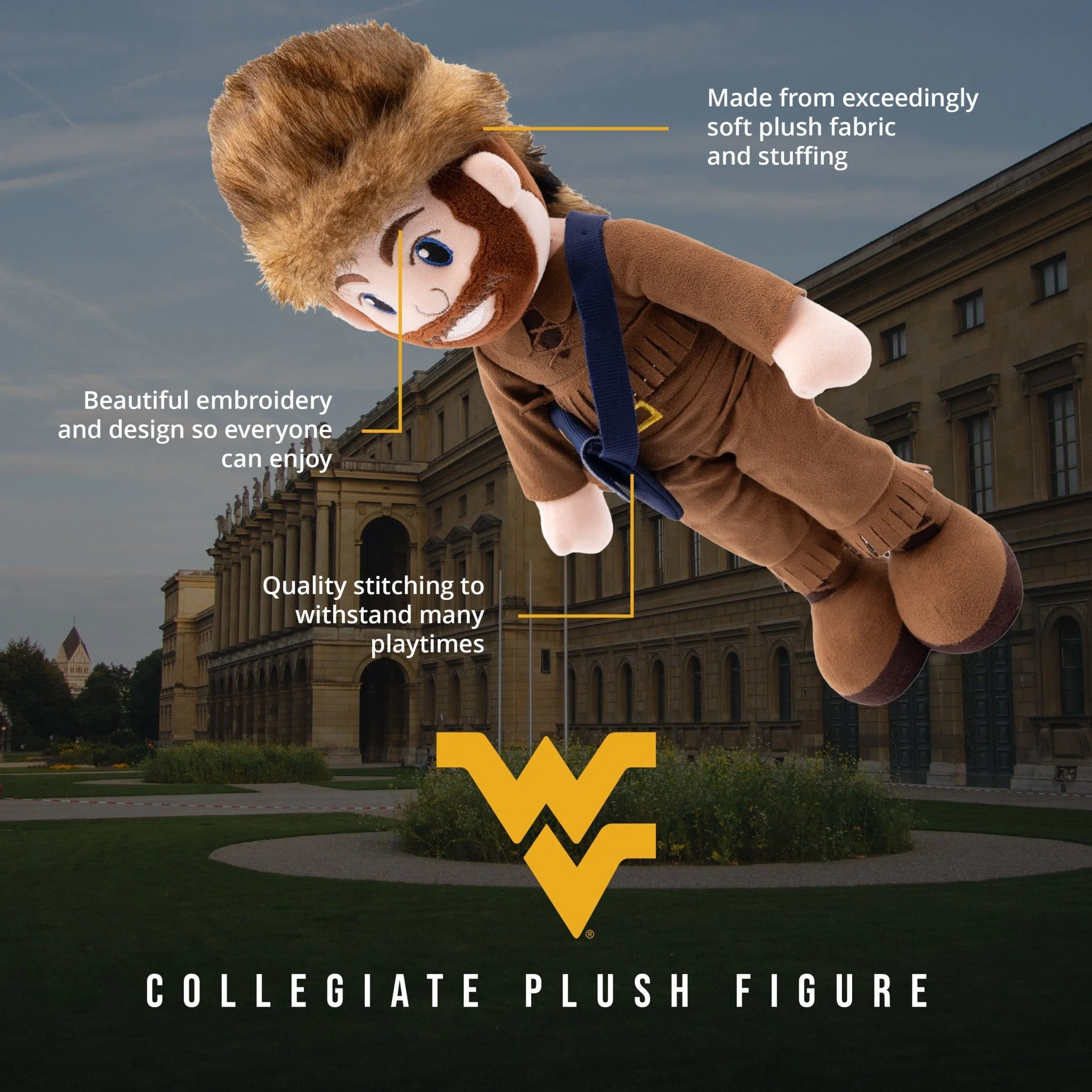West Virginia University Mountaineer 14 Inch Plush Figure - Image 2